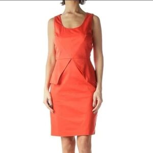 Vince Camuto orange peplum sheath sleeveless spandex cocktail work dress… sz 2